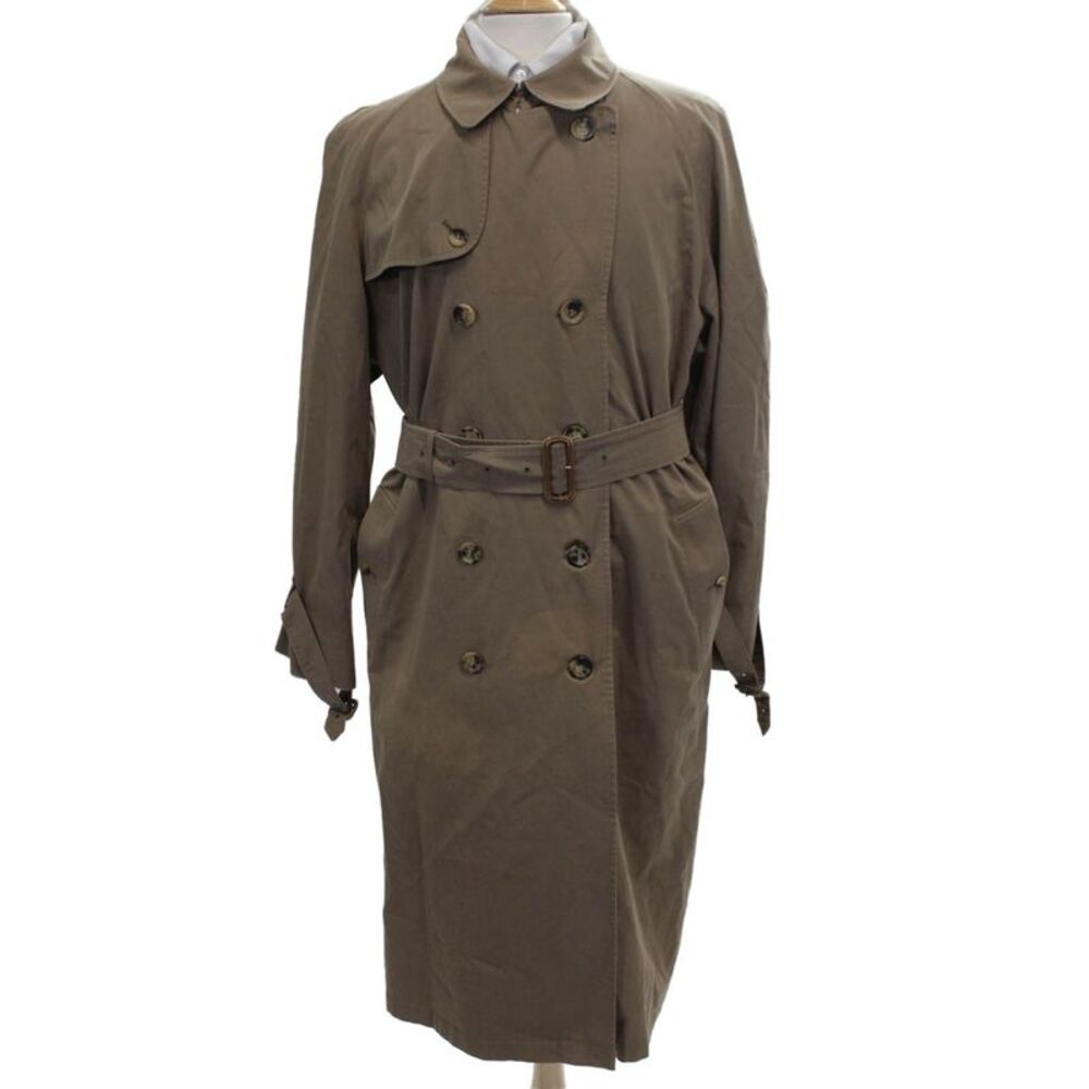 Burberry Mens Trench Coat Brown 100% Cotton Button Size L